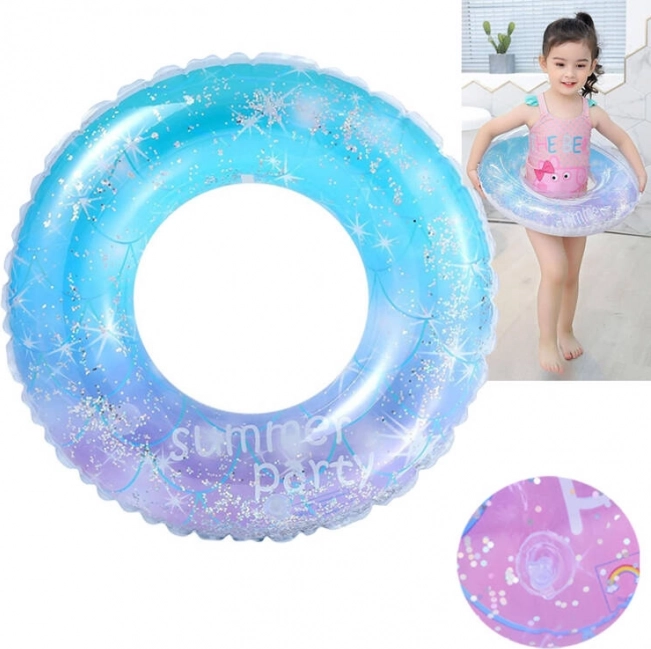 Kids' inflatable ring with glitter confetti 80 cm