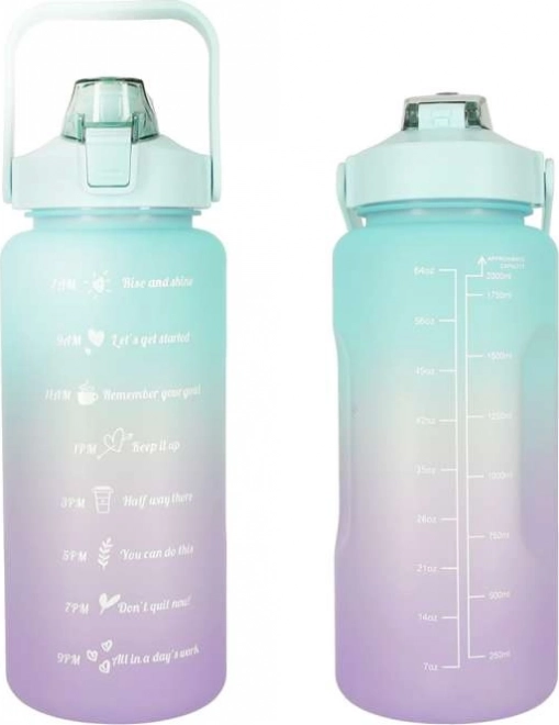 2 L Sports Water Bottle with Straw and Motivational Time Markers