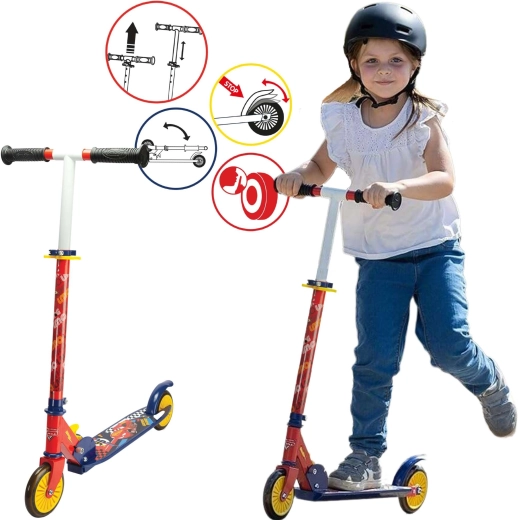 Kids’ folding scooter Cars CARS Lightning McQueen with adjustable handlebars and foot brake