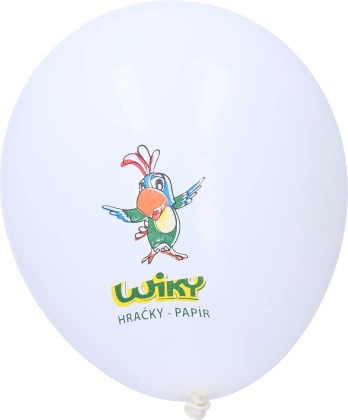 White inflatable balloon with WIKY print 30 cm, 100 pcs