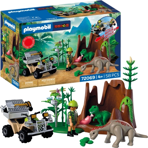 Playmobil Dinos onderzoeker met quad en dinosaurusjongen, 58 onderdelen