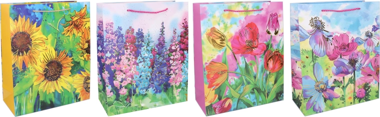 Gift Paper Bag M 26 × 32 × 10 cm – Floral Motifs