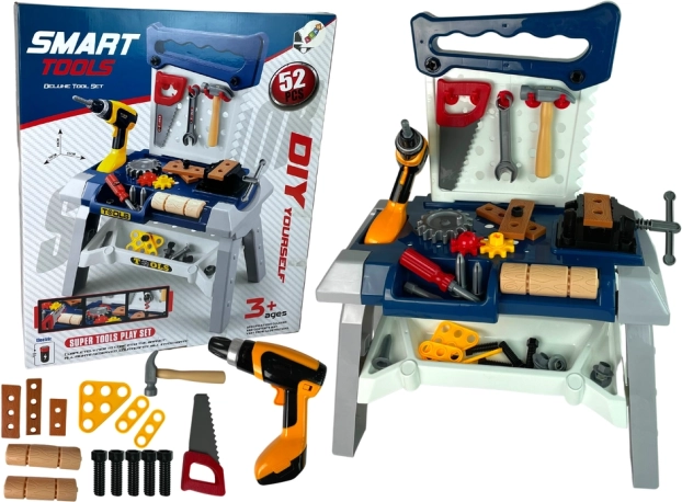 Kids’ workbench with tools and cordless drill, 52 pieces