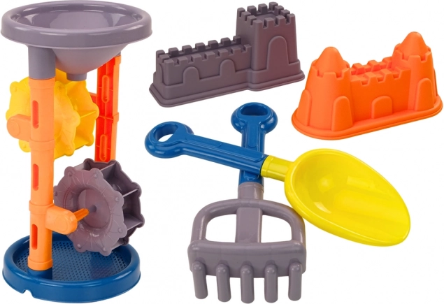 Sæt til sandkasse Sandkværn Skovl Rive Sandforme Orange