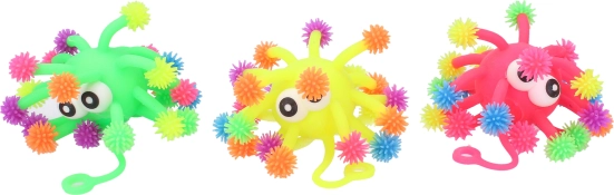 Balle sauteuse colorée avec yeux 11 cm