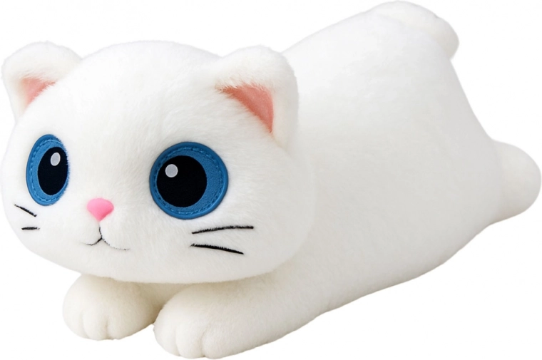 White plush cat with big eyes 45 cm