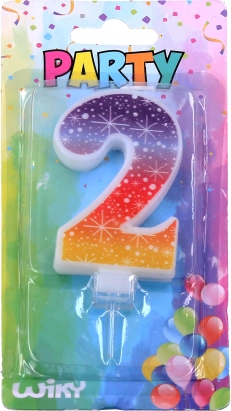 Party candle number 2 with stars