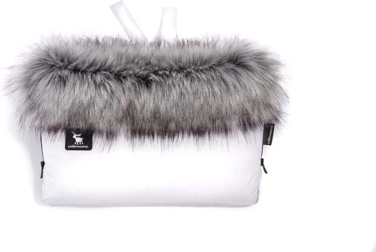Handmof voor kinderwagen met bont COTTONMOOSE – wit