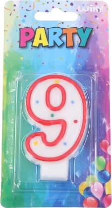 Party Candle Number 9 Red