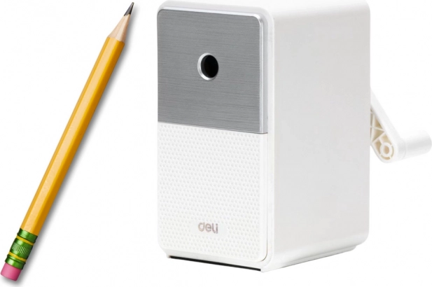 Ručné strúhadlo s nádobou a reguláciou ostria biele