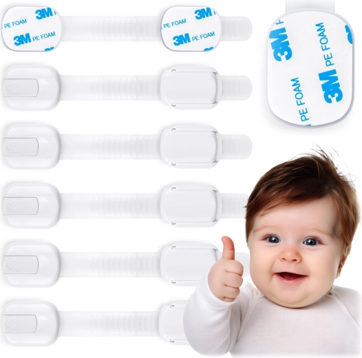 Blocchi di sicurezza per armadietti RICOKIDS per bambini, 6 pz, bianchi