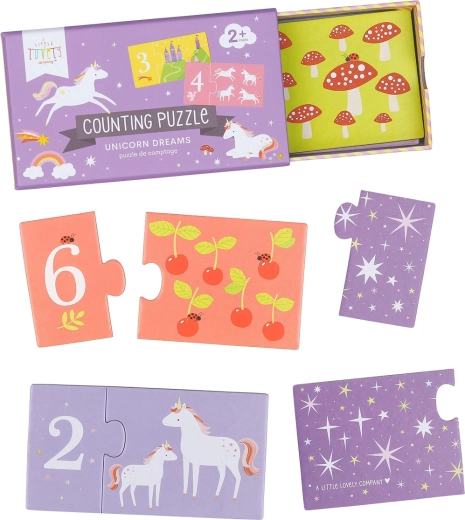 Koppelpuzzel voor tellen – eenhoorns – Eenhoorns