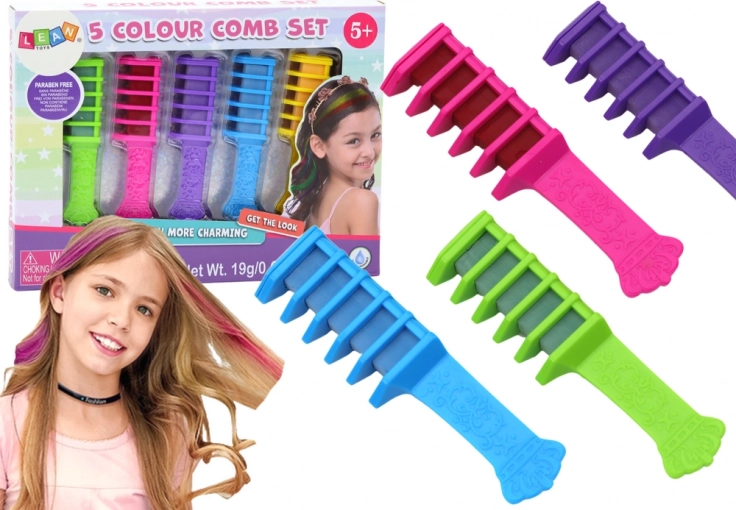 Hair Coloring Set Chalk Combs 5pcs Colorful