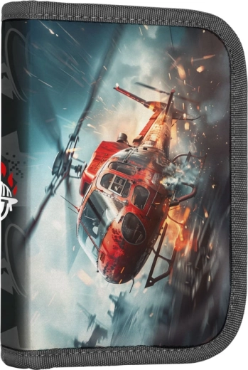 Astuccio scolastico con pompieri, a un piano, 2 alette