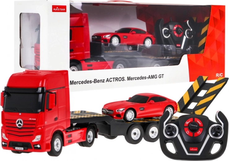 RC teherautó Mercedes-Benz Actros pótkocsival és Mercedes-Benz AMG GT