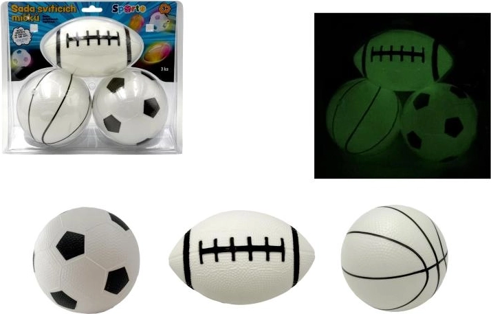 Sporto set of glowing balls (3 pcs) – for the dark