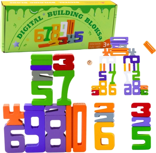Wooden Numbers for Learning Math with Dice – Educational Building Set