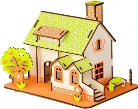 Woodcraft houten 3D-puzzel groen huis