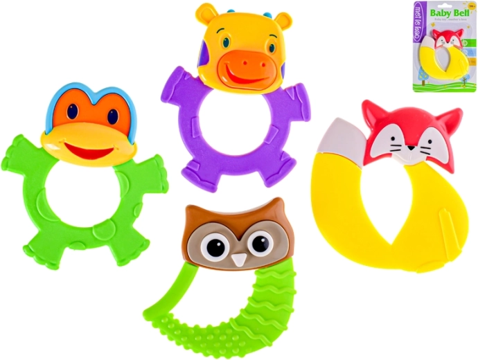 Baby animal teether 11 cm, assorted types and colors, from 3 months
