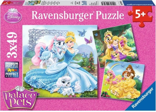 Ravensburger puzzle Disney princese in njihovi ljubljenčki 3×49 koščkov
