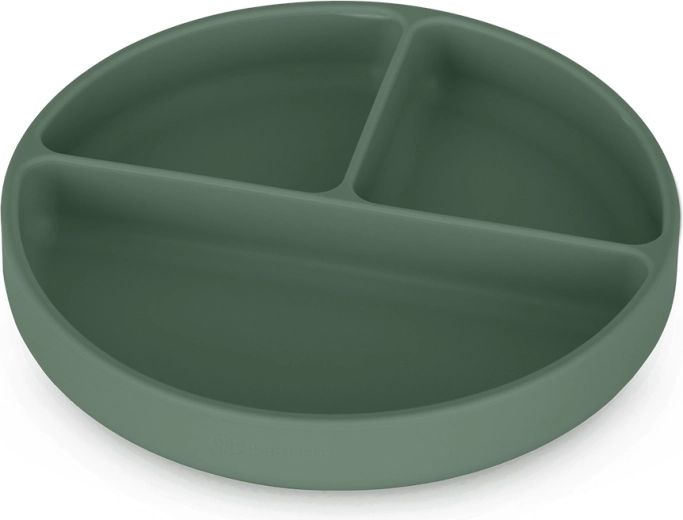 Piatto divisorio in silicone con ventosa PETITE&MARS Take&Match Misty Green, rotondo, 6m+