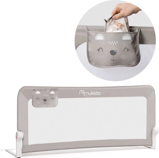 Sponda letto per bambini 150 × 66 × 35 cm Nukido – grigio