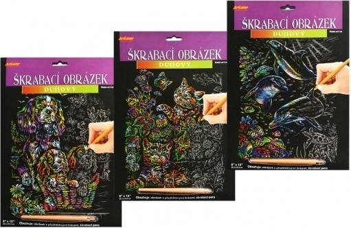 Szivárványos kaparós kép Kutyák 20x25 cm