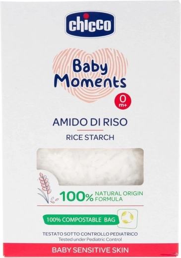 Chicco dziecięca ryżowa skrobia do kąpieli Baby Moments Sensitive 100% bio 250 g