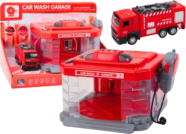 Strażacka myjnia z krótkofalówką, światłami, dźwiękami i efektem wodnym
