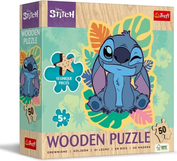 Drewniane puzzle z 50 elementami Lilo & Stitch