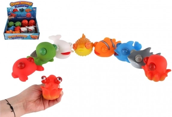 Squeezable anti-stress sea animals from silicone 9–10 cm, mixed types