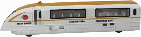 Metal model of a high-speed train with pull-back drive