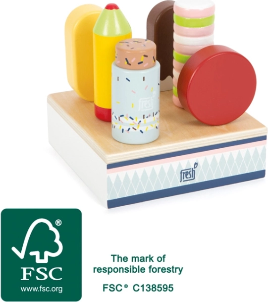 Set de sucettes glacées en bois fresh – présentoir avec 6 glaces