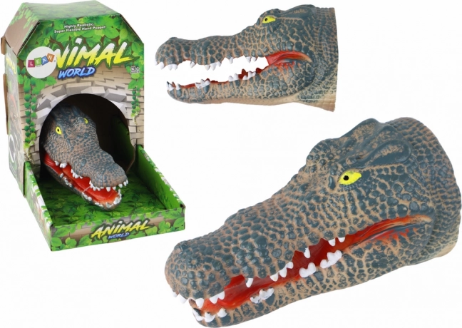 Burattino a mano di coccodrillo in gomma – realistico grigio
