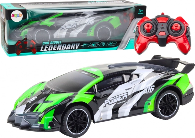 auto sportivo RC 1:10 con luci, velocità 25 km/h – verde