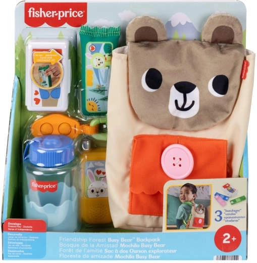 fisher-price zainetto orsacchiotto – set da campeggio attivo per piccoli esploratori