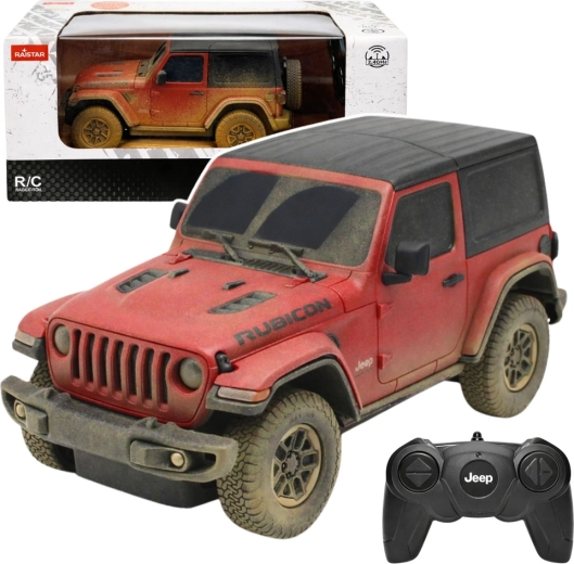 Rastar JEEP Wrangler Rubicon Muddy 1:24 RC – voiture tout-terrain rouge télécommandée