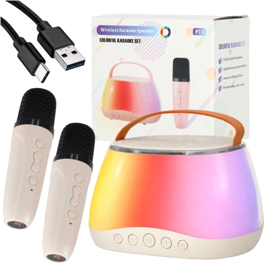 Karaoke-set met Bluetooth-luidspreker, LED RGB en twee draadloze microfoons