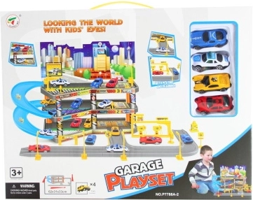 Třípatrová garáž s autíčky