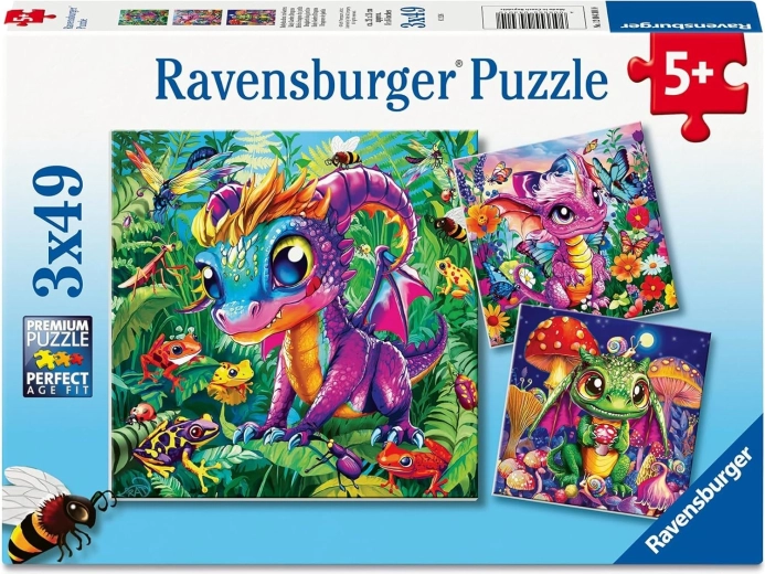 Ravensburger Puzzle Kleine Drachen entdecken die Natur 3×49 Teile