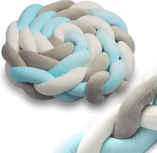 Paracolpi intrecciato per lettino Ricokids 2 m – blu‑grigio
