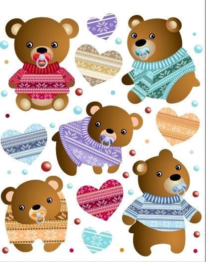 Iron-on Patches Cute Bears – Large Sheet