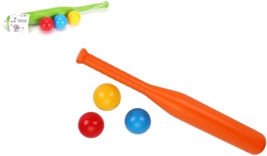 Mazza da baseball in plastica 50 cm con 3 palline