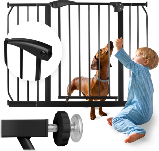 Black safety gate for doors and stairs Nukido