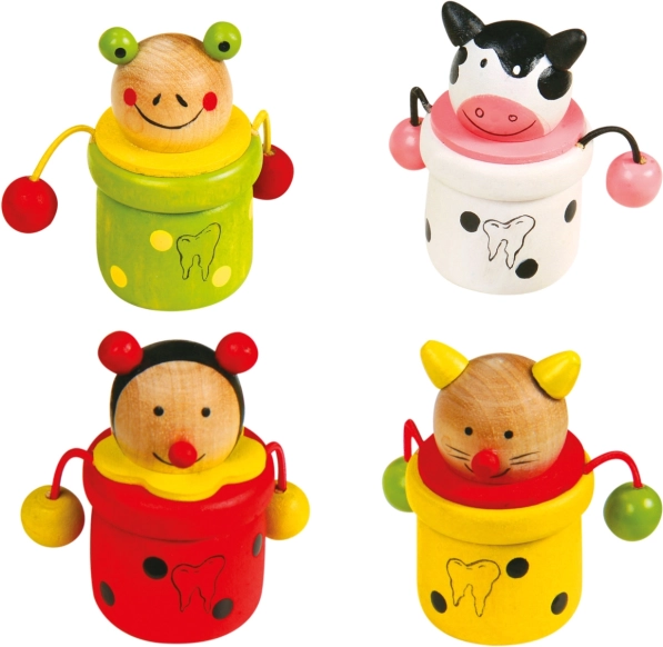 Wooden Tooth Boxes with Animal Motifs 4 pcs