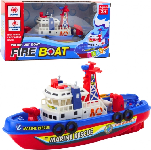 Fire rescue boat with water sprayer, lights and sounds