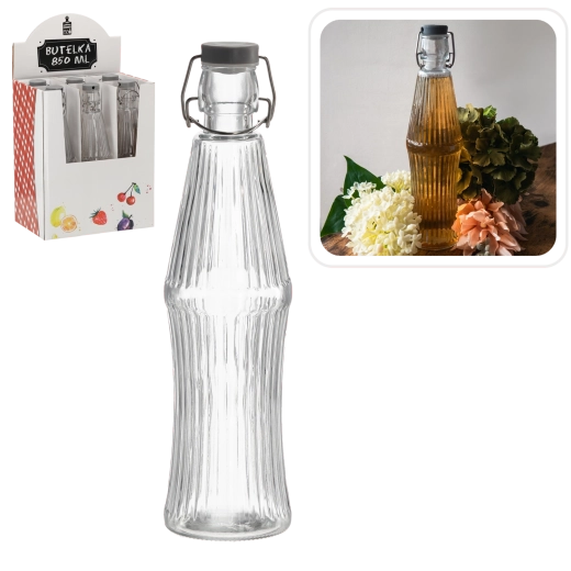 Bottiglia in vetro 850 ml con tappo meccanico