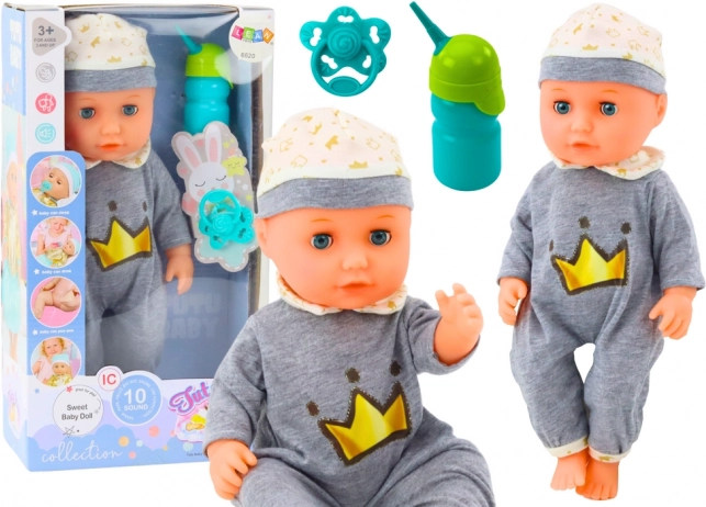 Interactive Baby Doll in Gray Pajamas