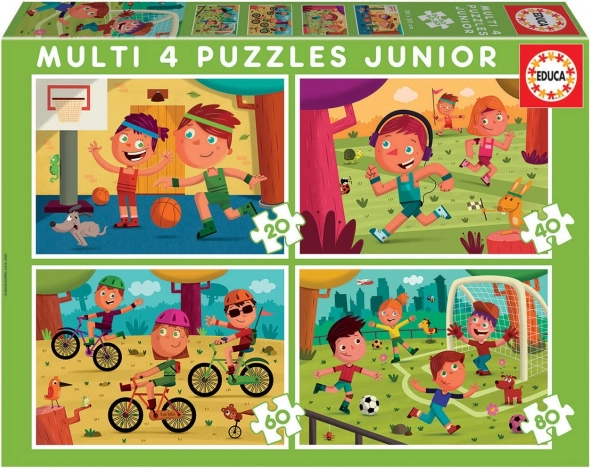 Educa kinderpuzzel Sportieve motieven 4-in-1