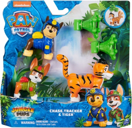 Paw Patrol Jungle Pups – figure di Chase e Tracker con tigre e accessori